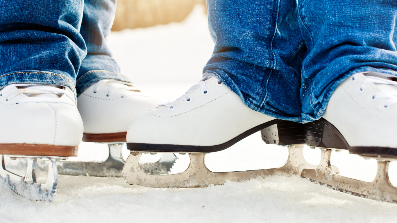 Ice skates on outdoor ice rink