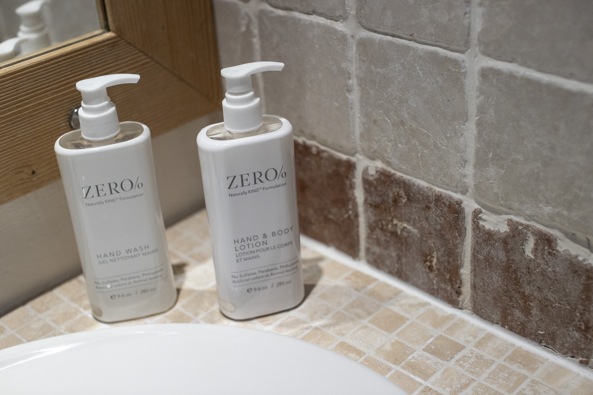 Large refillable toiletries in the chalet