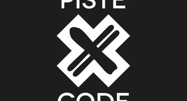 Black and white Piste X Code logo