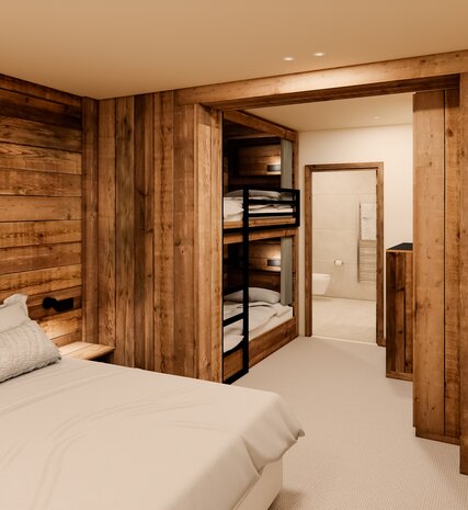 CGI image of bunk beds off family double room in the Graciosa, La Plagne