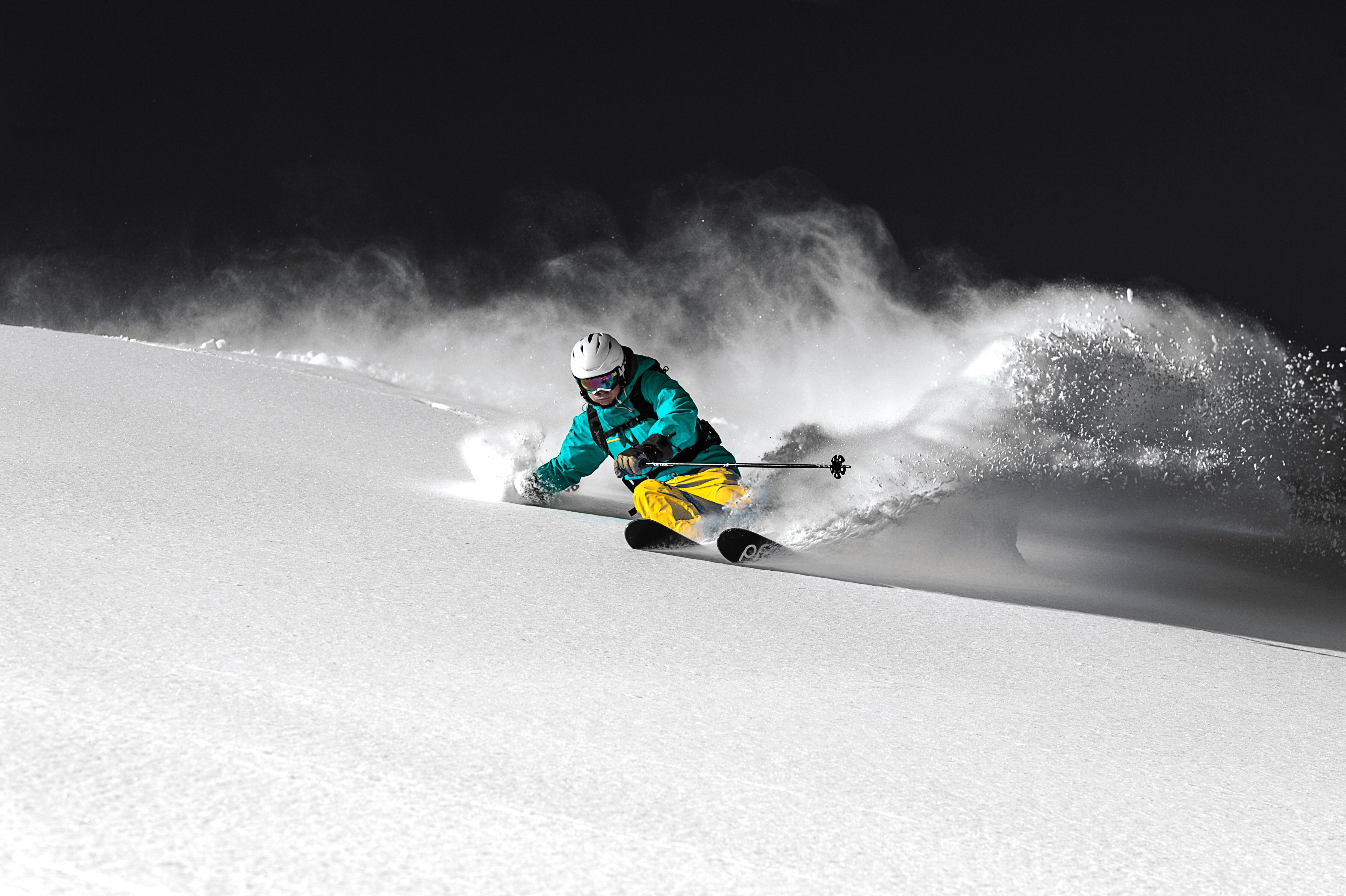Skier enjoying powder turns