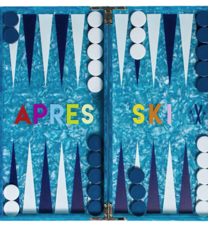Blue apres-ski backgammon set