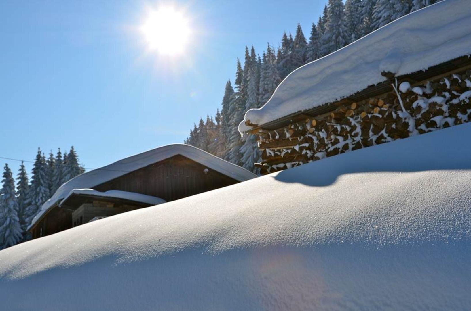 Snowy roofs in Les Gets