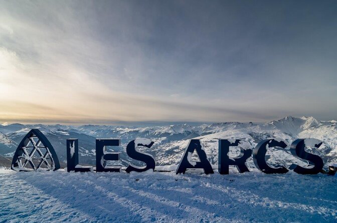 Les Arcs letters on side of piste