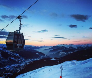a sunset in meribel ski resort
